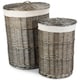 image 1 of Antique Wash Round Laundry Basket Set of 2 | White | White