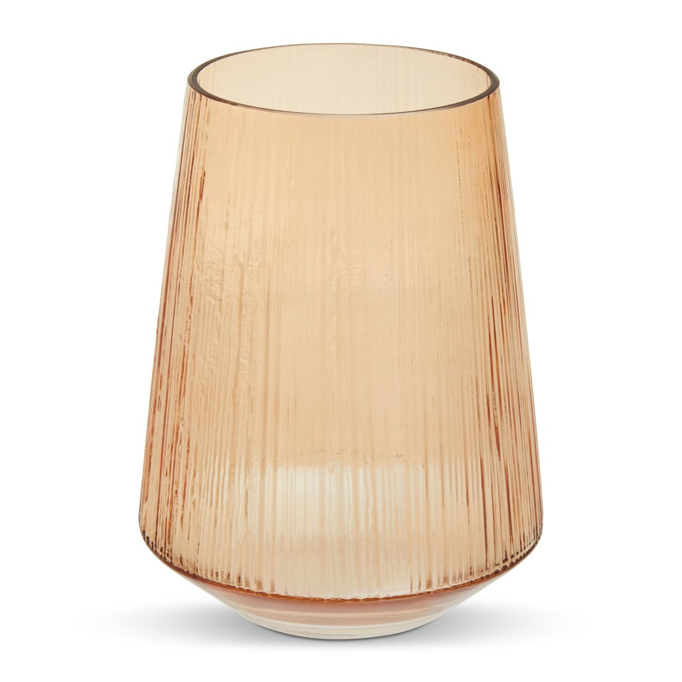 image 1 of Interiors by Premier Smoked Amber Glass Vase, Minimalist Flower Vase, Decorative Glass Vase, Small Flower Vase for Living Room Orange