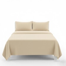 Easy Care Flat Bed Sheet Polycotton Durable Low Maintenance Bedding | Cream | Super King