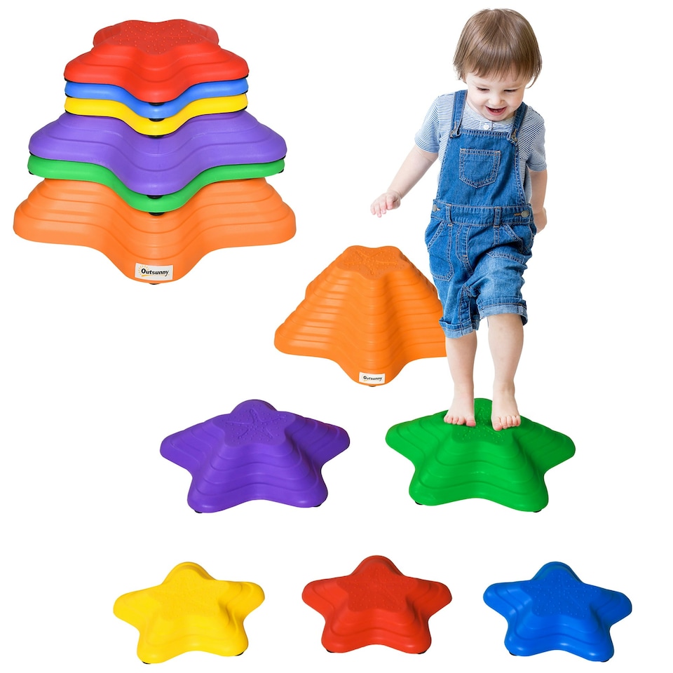 image 1 of Outsunny 6-Piece Balance Stepping Stones Stackable Non-slip Obstacle Course