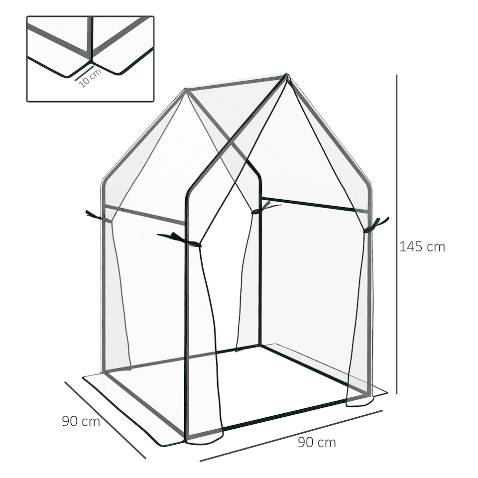 image 1 of Outsunny Tomato Greenhouse with 2 Zipped Doors, Outdoor Green House, Clear