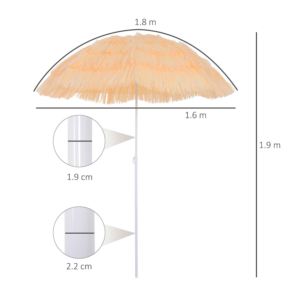 image 1 of Garden Patio Hawaii Beach Sun Umbrella Sunshade Outdoor Folding Tilting Parasol