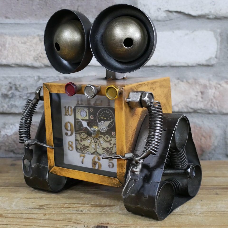 image 1 of Gifts Direct 2 U Square Industrial Robot Quartz Shelf Clock