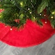 image 2 of 90cm Red Fluffy Plush Christmas Tree Skirt with Ribbon Ties