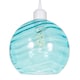 image 1 of Modern Designer Teal Circular Ribbed Glass Non Electric Pendant Lamp Shade | Blue