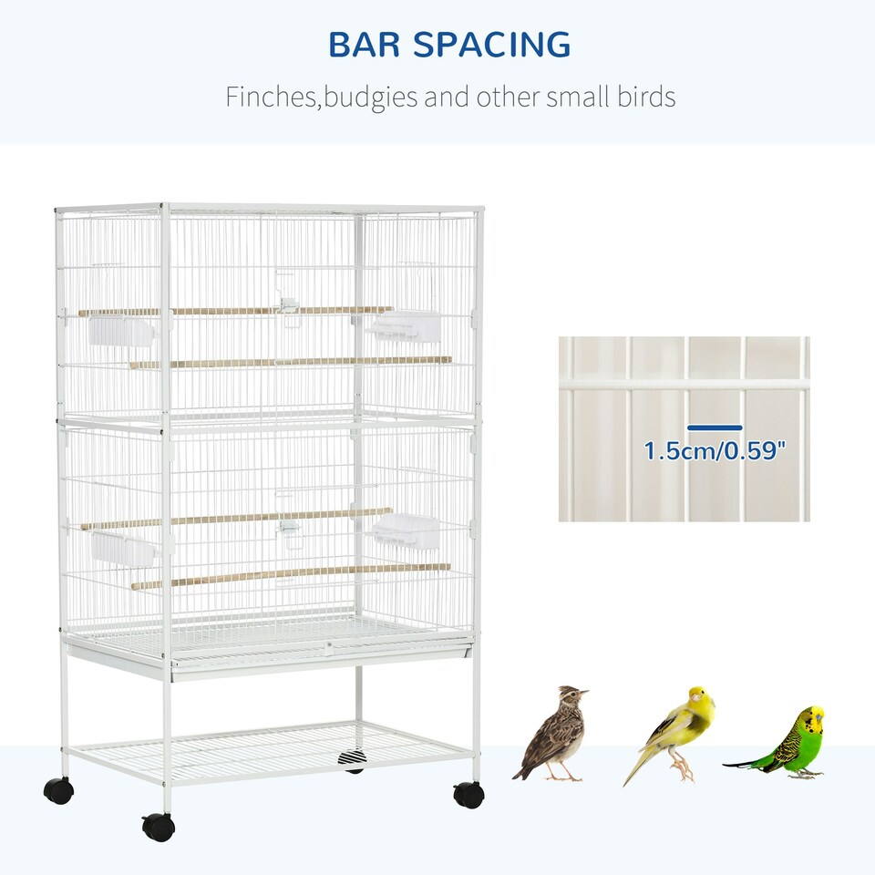 image 1 of PawHut Large Bird Cage Budgie Cage for Finch Canaries Parrot with Stand White