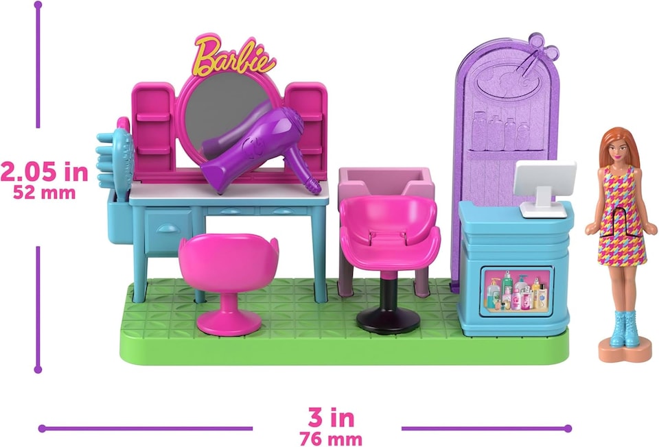 image 1 of Barbie Mini Barbie Land DreamHouse & 3 Playsets with 4 1.5-Inch Dolls, Doll House Furniture & Accessories, Includes Pet Boutique, Hair Salon, & SuperMarket, JGL31