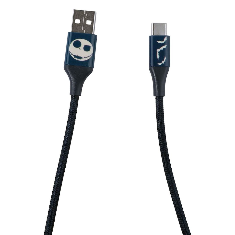 image 1 of Nightmare Before Christmas 6ft USB-A To Type-C Braided Charging Cable Jack Bats