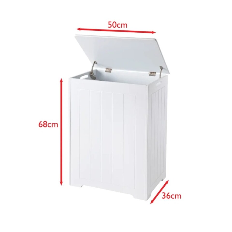 image 1 of Chester Large White Wooden Laundry Bin, Bathroom Storage Chest, Cabinet, Hamper