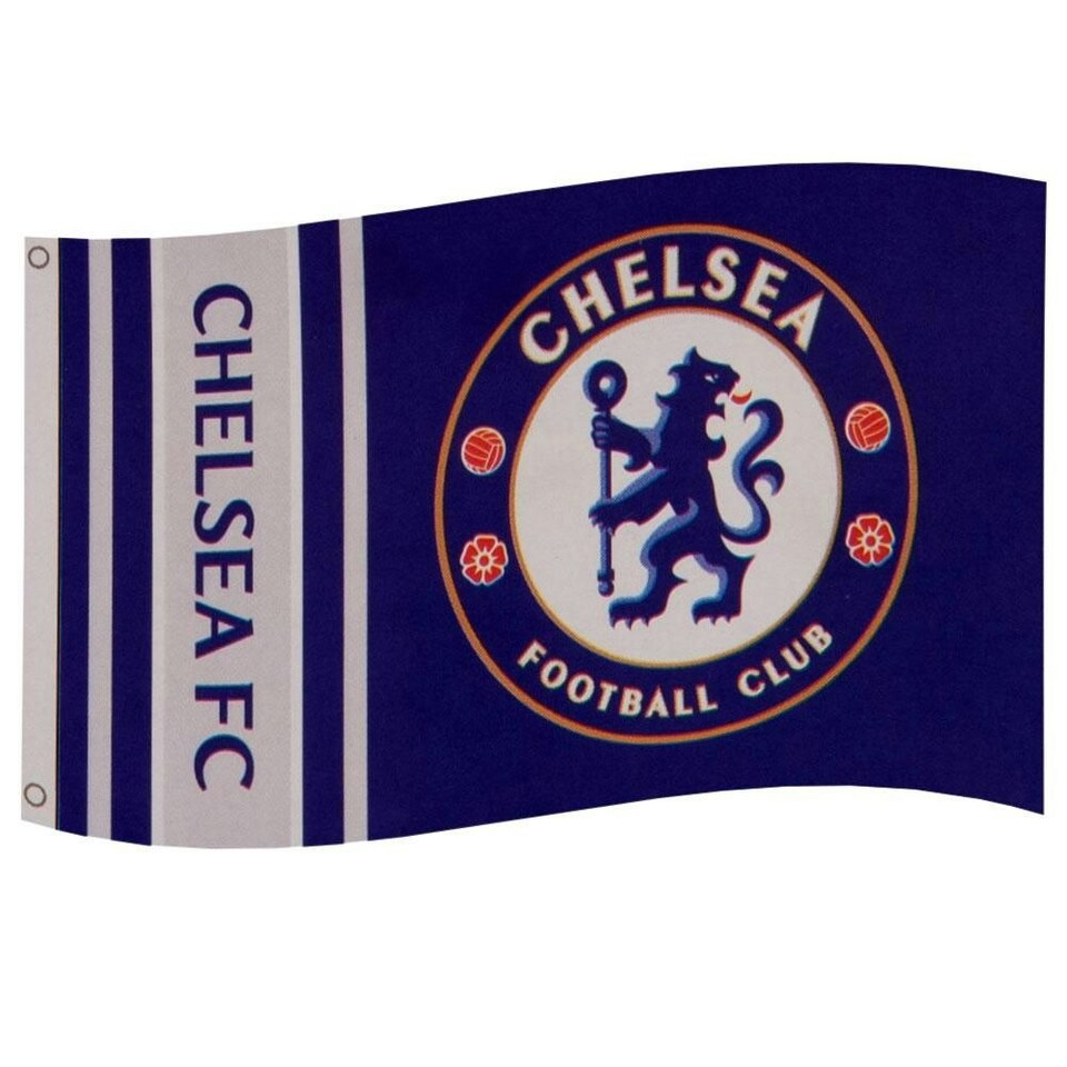 Chelsea FC Wordmark Stripes Flag - Blue - One Size