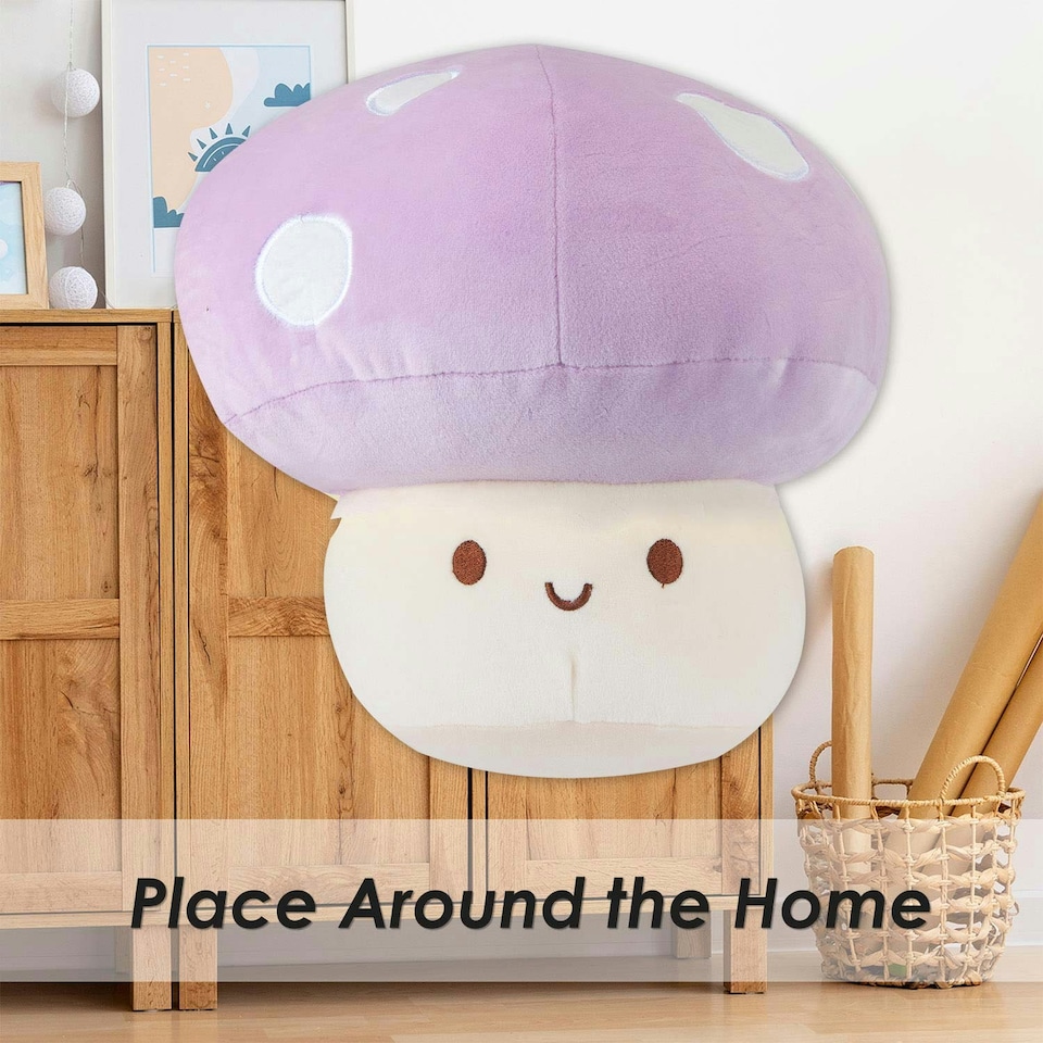 image 1 of Lilac Mushroom Mochi Soft Toy Cute Plushie Huggable Cuddly Plush 30cm Lilac