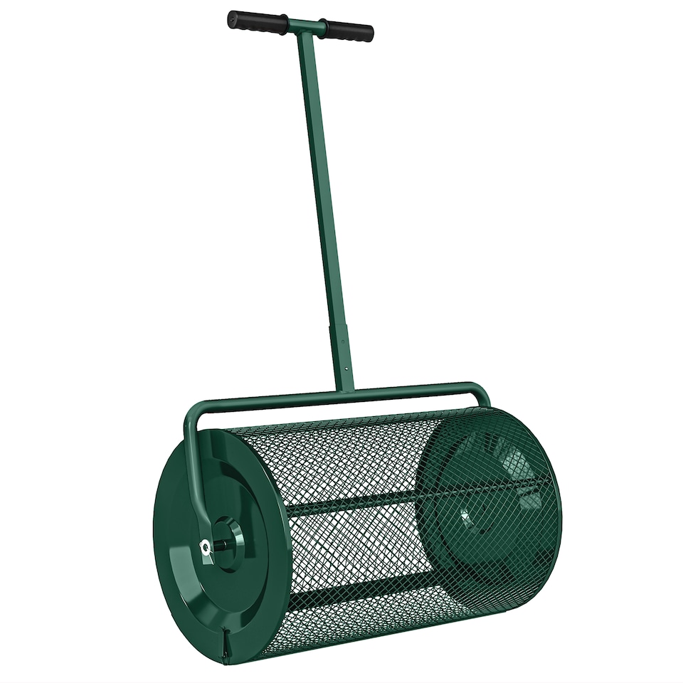 image 1 of Outsunny Compost Spreader, 24" Garden Spreader w/ Height Adjustable Handle