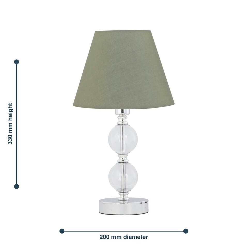 image 1 of Chrome Two Ball Table Lamp with Sage Green Shade Chrome | Green