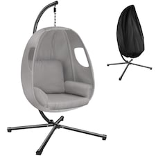 Hanging Egg Chair Anika - with frame and extra thick seat cushion | Grey | light grey | One Size | 1