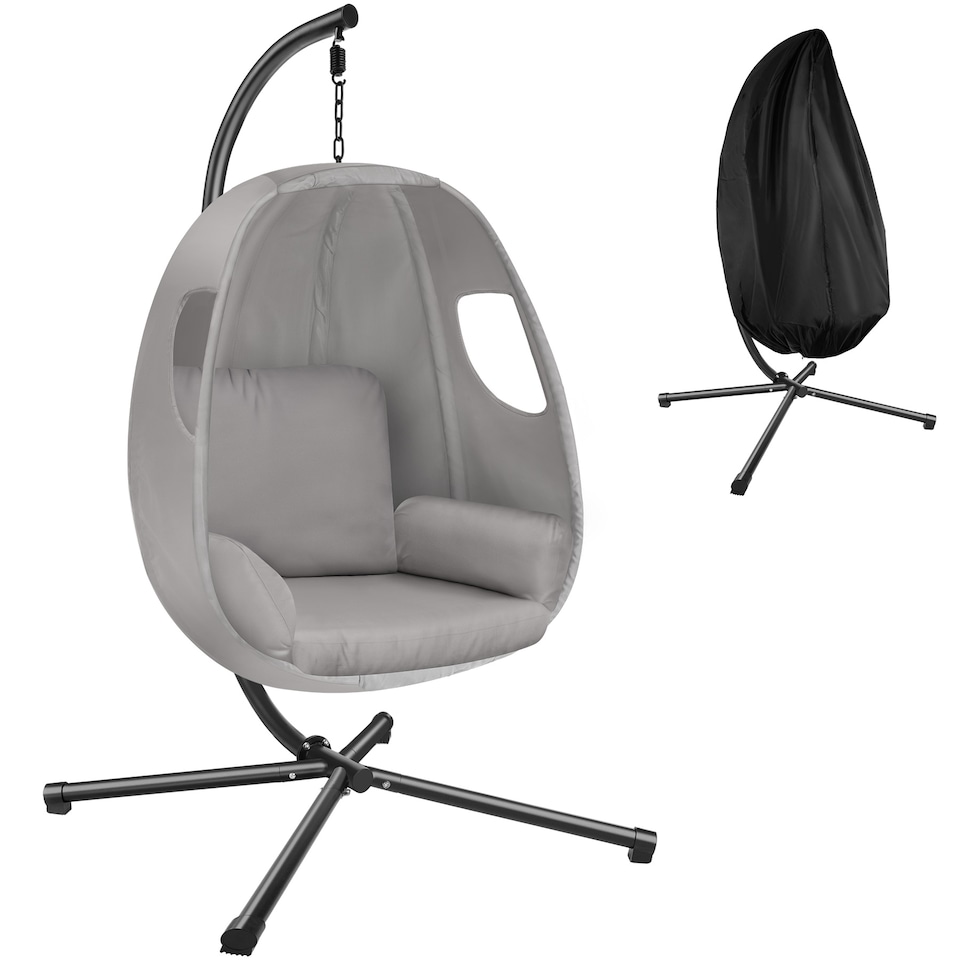 image 1 of Hanging Egg Chair Anika - with frame and extra thick seat cushion | Grey | light grey | One Size | 1
