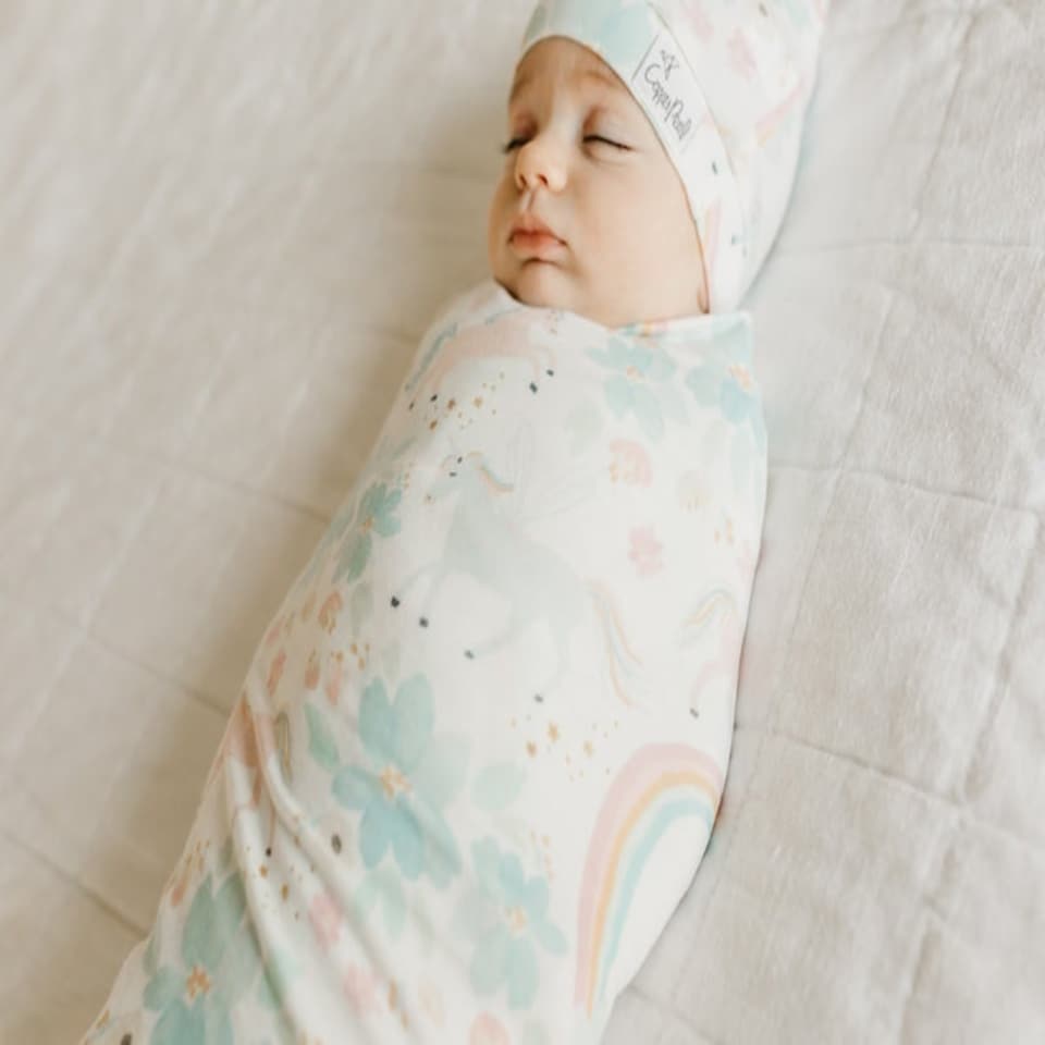 image 1 of Copper Pearl Knitted Swaddle Blanket Whimsy