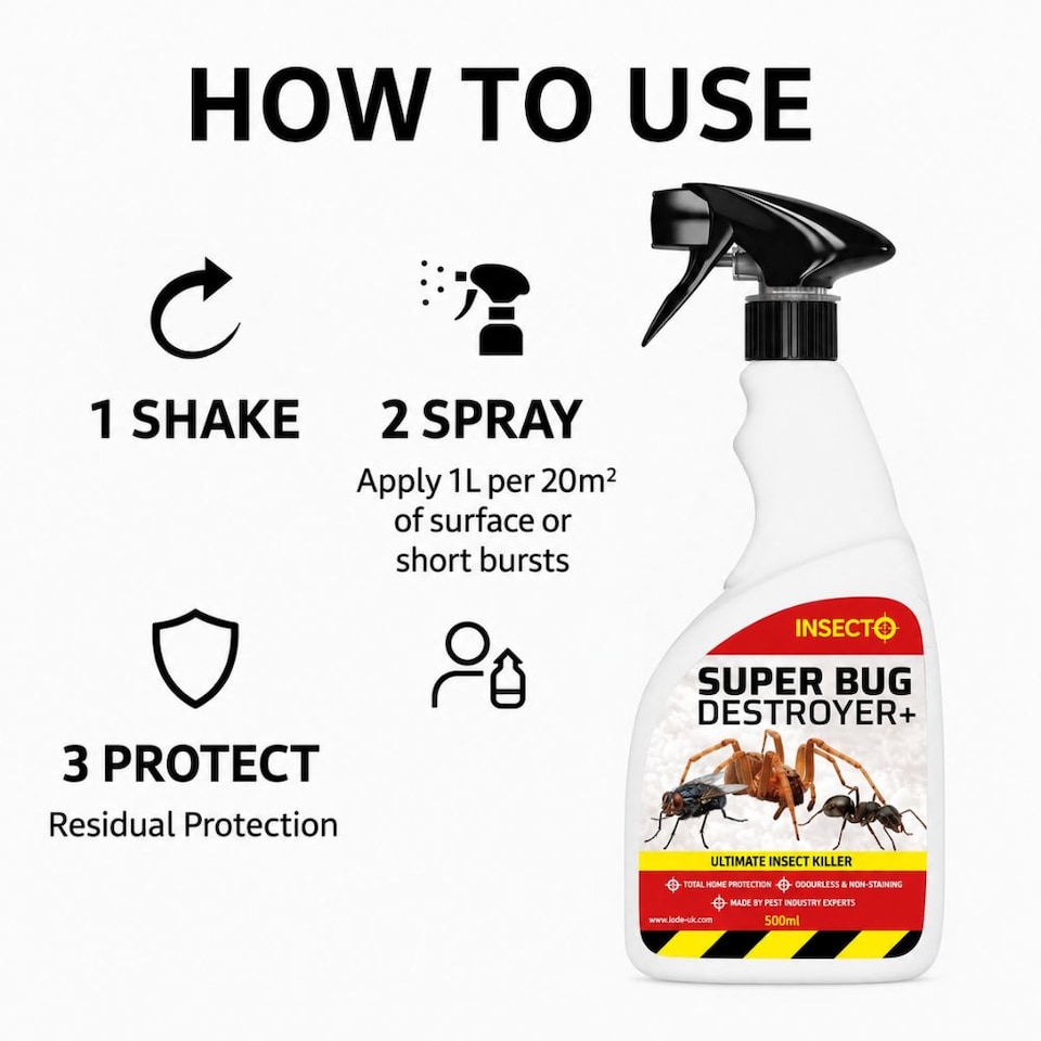 image 1 of Super Bug Destroyer+ 500ml Spider Killer Spray, Bed Bug Flea Fly Ant Moth Wasp Insect Killer, HSE 10669