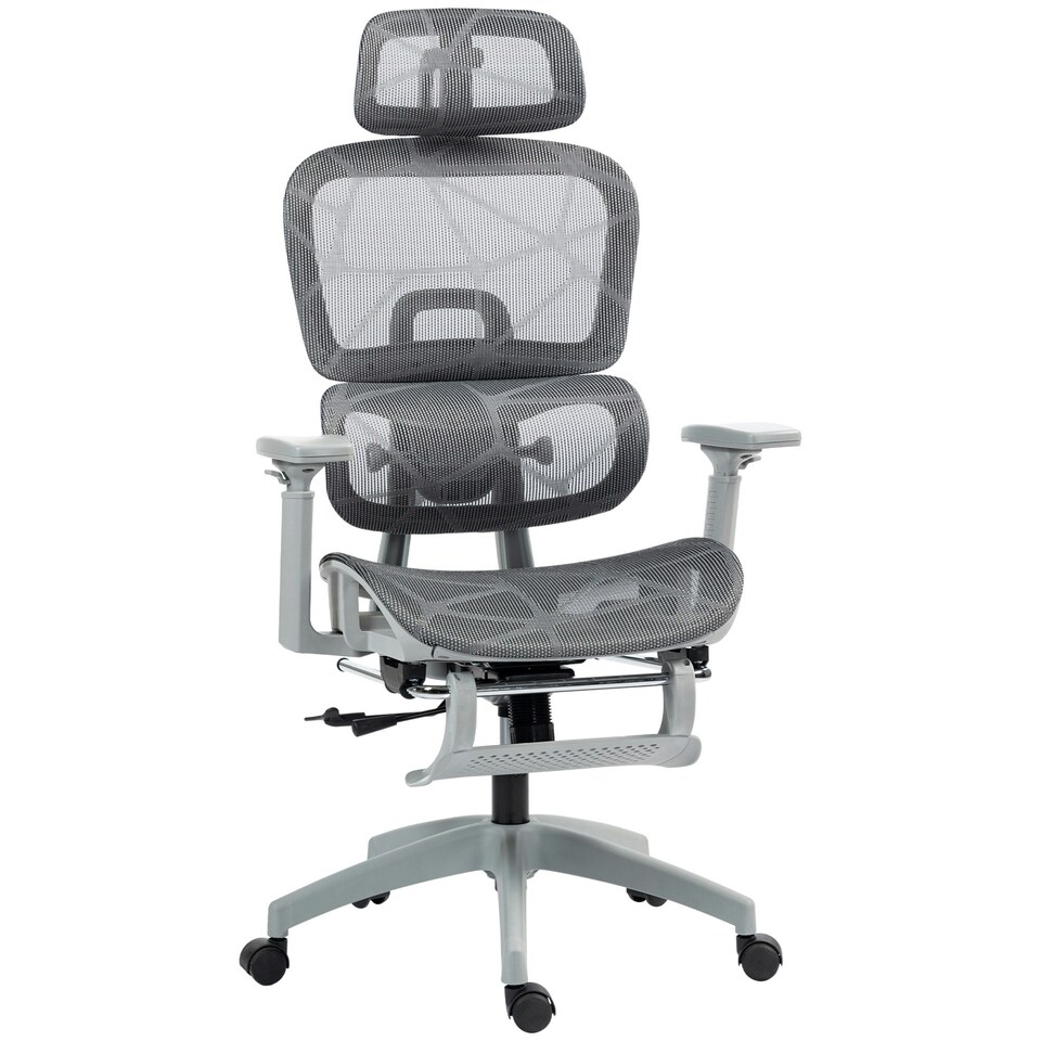 image 1 of HOMCOM Ergonomic Office Chair Swivel Computer Chair with 3D Armrest Grey