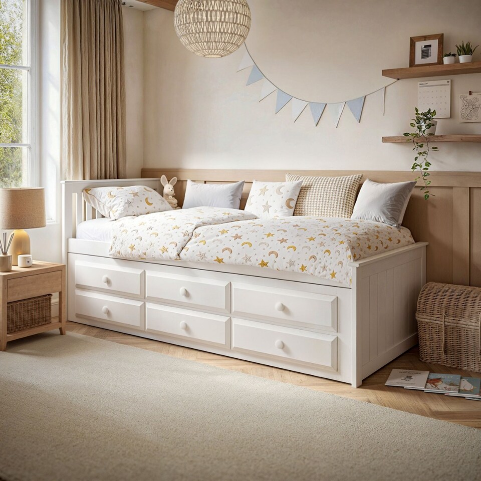 image 1 of Flair Montana Captain's Bed with Drawers & Trundle White