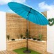 image 3 of 2.6m Aluminium Shanghai Garden Patio Sun Shade Parasol with Crank & Tilt in Turquoise Blue