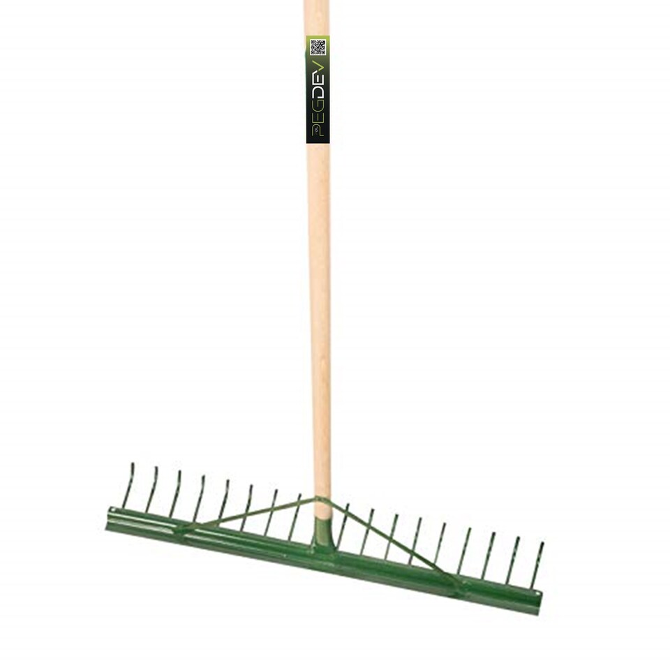 image 1 of Pegdev 18 Tooth Heavy Duty Metal Landscape Rake with Hardwood Handle