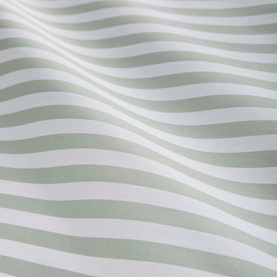 image 1 of Pencil Stripe Geometric Soft Easy Care Bed Linen Bedding Duvet Cover Set With Pillow Cases | Green | Sage | Super King