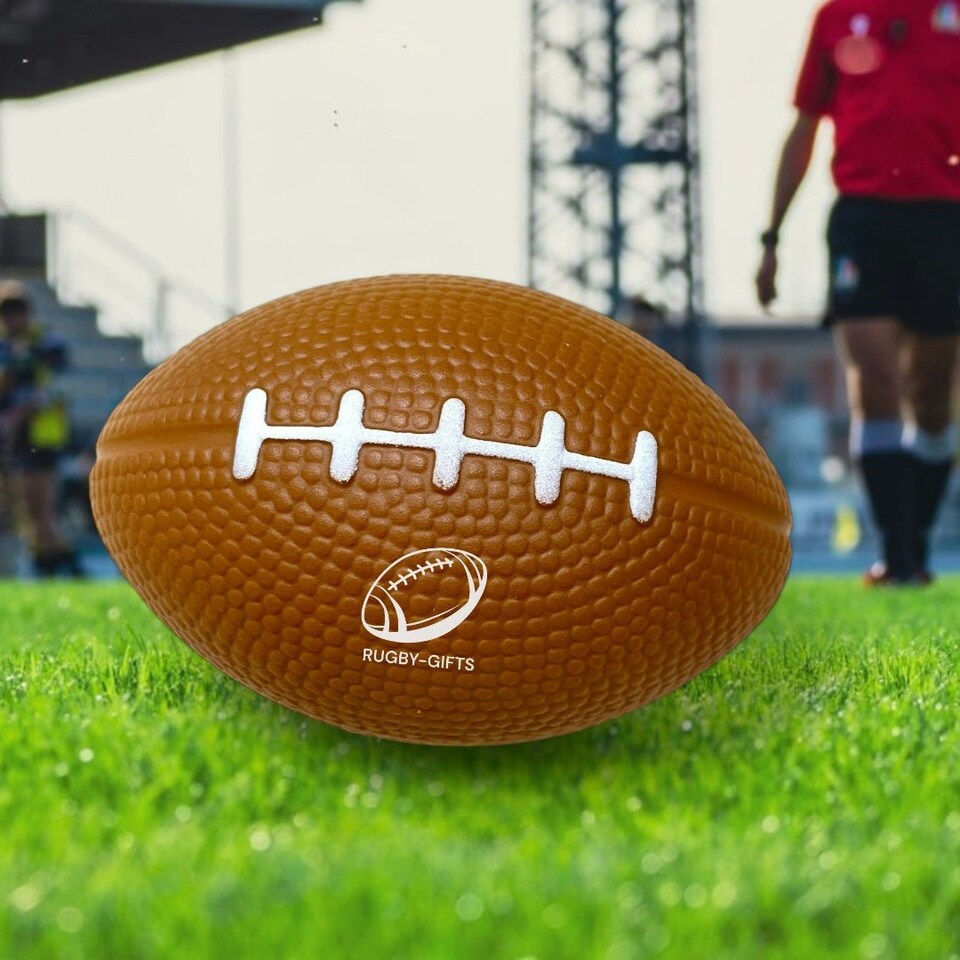 image 1 of SPORTGIFTZ Large Rugby Ball Squeezy Stress Ball | Relieve Tension and Improve Focus | Ideal for Rugby Enthusiasts & Athletes | 8cm Brown