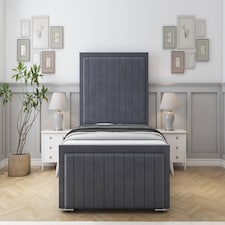 Sloomy Pemberton Steel Plush Bed Frame With Mattress With 50" Upholstered Headboard 3' Single