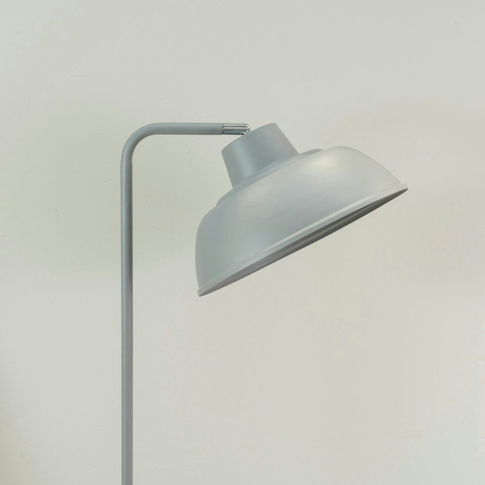 image 1 of ValueLights Morris Stone Grey Retro Dome Metal Freestanding Floor Lamp with LED Bulb