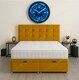 image 2 of Cube Mustard Plush Ottoman Foot Lift 4ft6 Double Divan Bed Set