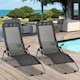 image 2 of Outsunny Set of 2 Outdoor Recliner Lounge Chairs Adjustable Backrest