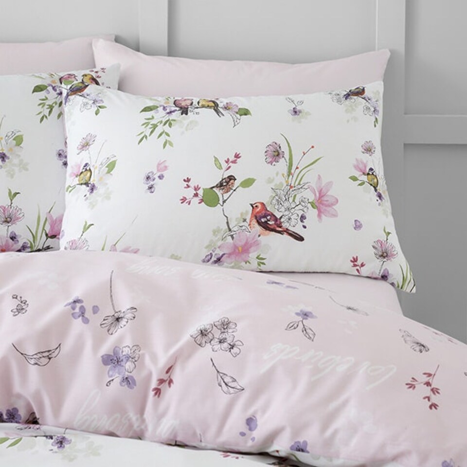 image 1 of Catherine Lansfield Songbird King Duvet Set Pink Pink | King