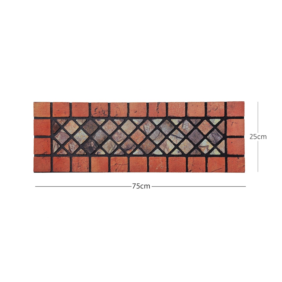 image 1 of Nicoman Rubber Elegant Red Tile Narrow Doormat - 75x25cm | Red | Single Mat