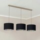 image 2 of ValueLights Reni Black & Chrome Drum Shade 3 Drop Bar Chrome Diner Ceiling Pendant Light Silver