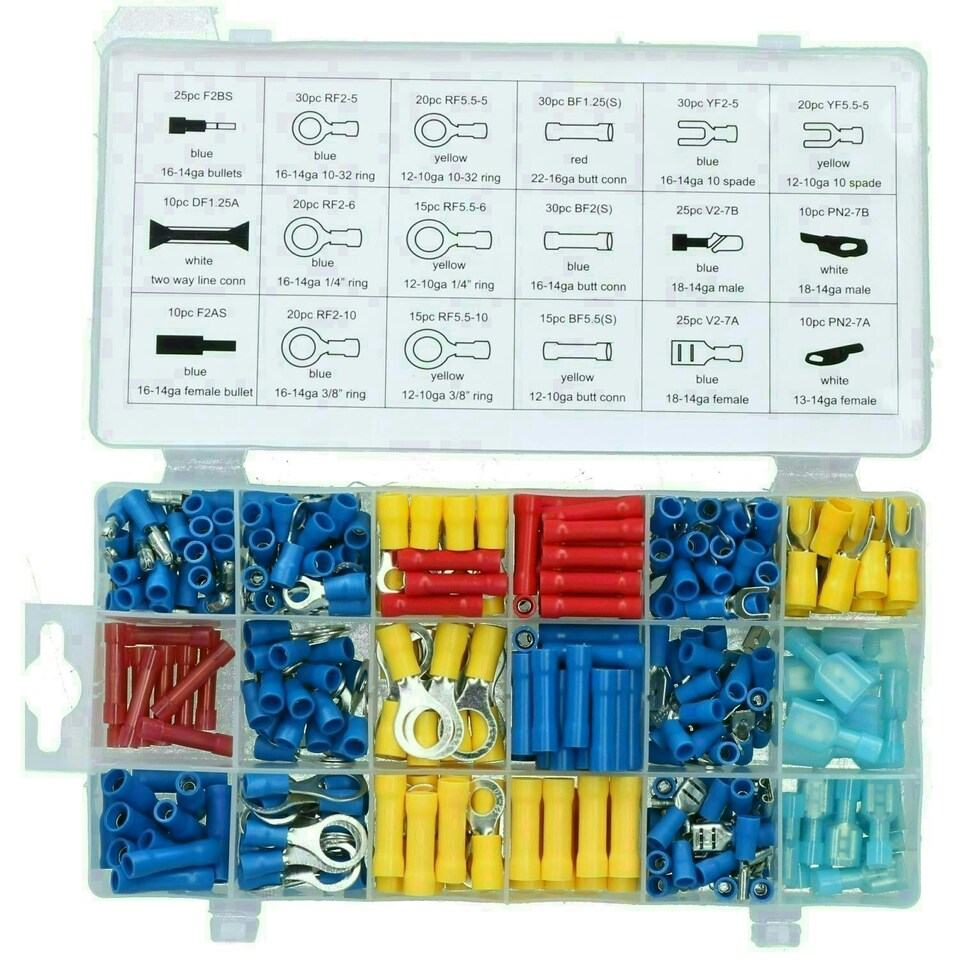 image 1 of Electrical Ratchet Crimping Crimp Pliers with 360pc Insulated Terminals Spades