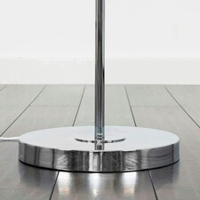 ValueLights Jaspa Chrome Metal Wire Geometric Diamond Design Floor Lamp with Grey Tapered Shade with 6w LED GLS Bulb In Warm White Grey