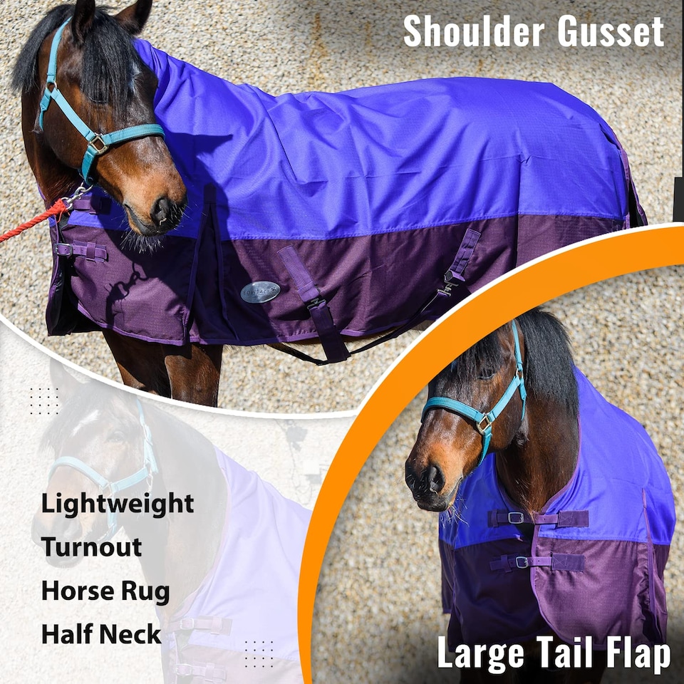 image 1 of eQuitack 600D Waterproof Horse Turnout Rug 0g No Fill Half Neck Purple/Plum 6'9''