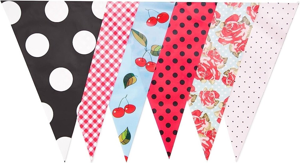 image 1 of Punk Vintage Pattern Party Bunting 10m with 20 Pennants