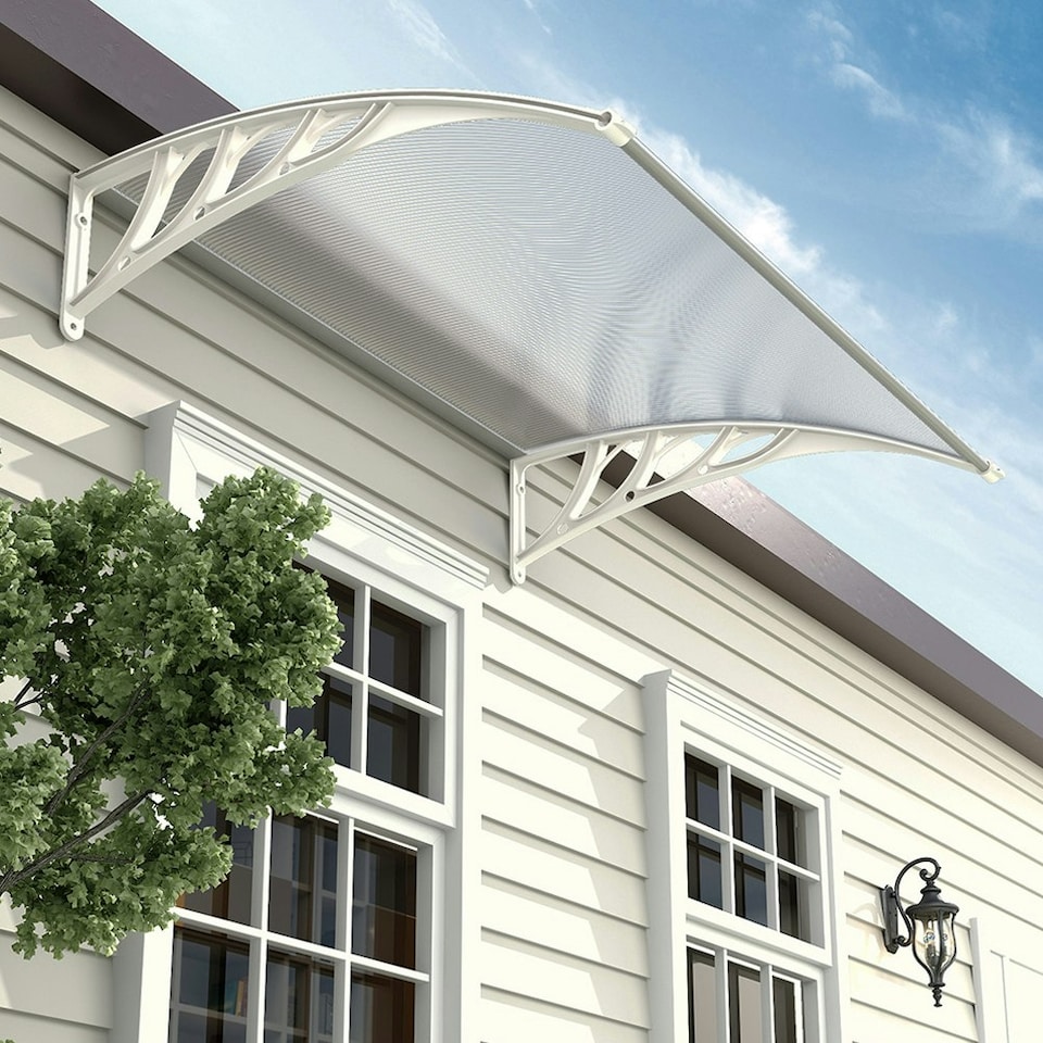 image 1 of Living and Home Window Door Awning Canopy with Brackets 120cm - White