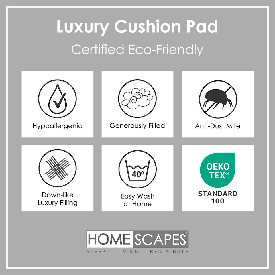 image 1 of Homescapes Luxury Super Microfibre Cushion Pad Insert Inner 50 x 30 cm (20 x 12") White
