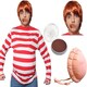 image 1 of Greedy Golden Ticket Winner Costume, Facepaint, Wig & Belly Red | 2XL