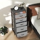 image 8 of HOMCOM Chest of Drawers, Dresser for Bedroom with 5 Fabric Drawers, Tall Storage Unit with 4 Pockets, 2 Hooks and Steel Frame for Living Room, Hallway, Charcoal Grey | Grey | Charcoal grey