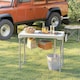 image 7 of Outsunny Folding Fish Cleaning Table Camping Sink Table with Faucet, White | White | White | 108L x 58W x 92H cm
