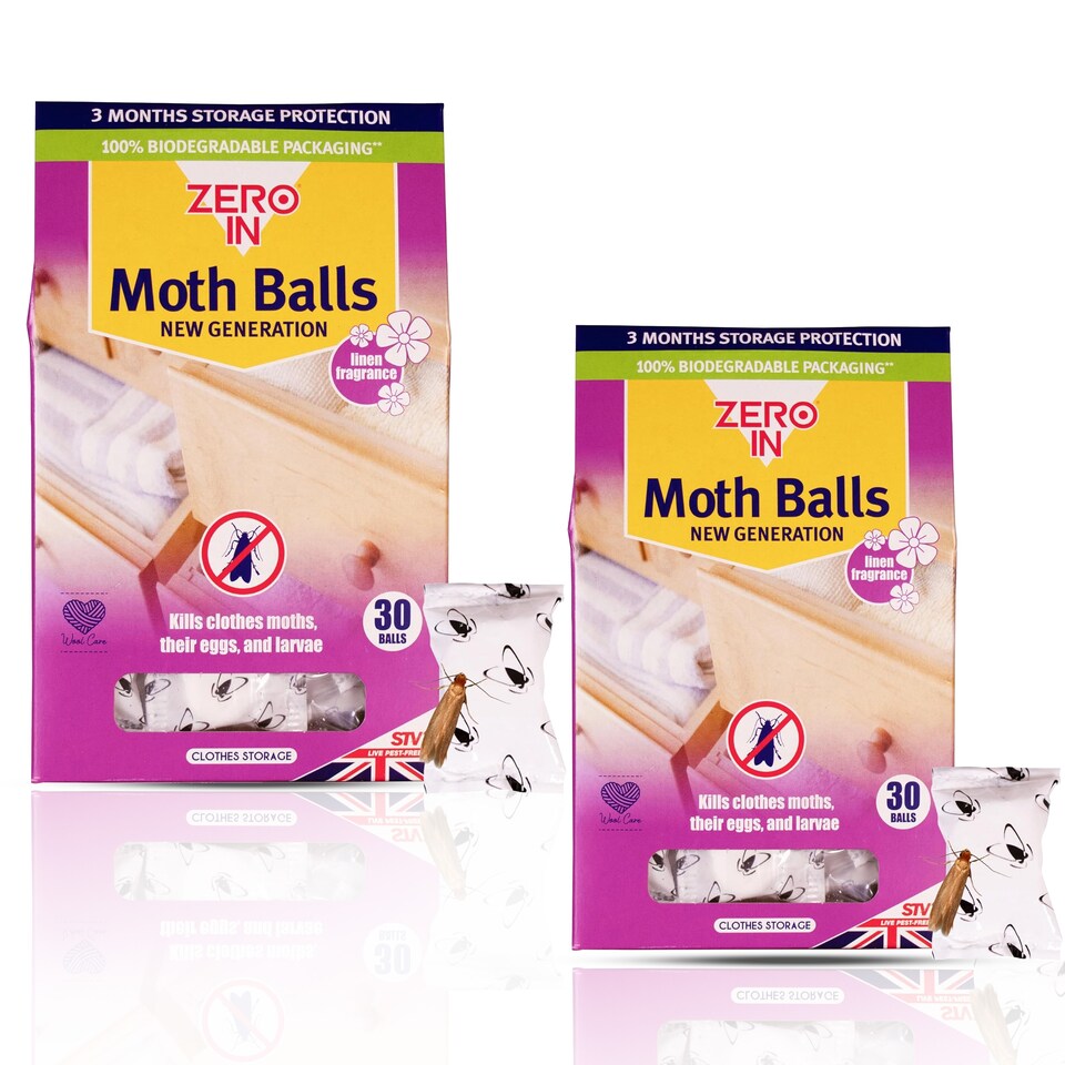 image 1 of Zero In Fabric Protection Balls for Wardrobe Drawer Storage Freshness Odor Control Long Lasting Cloth Freshener Pack of 2
