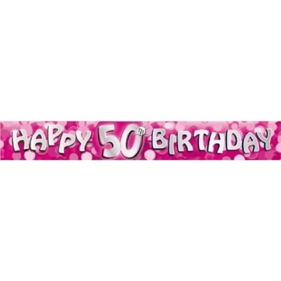 Amscan Sparkle 50th Birthday Banner - Pink/Silver - One Size