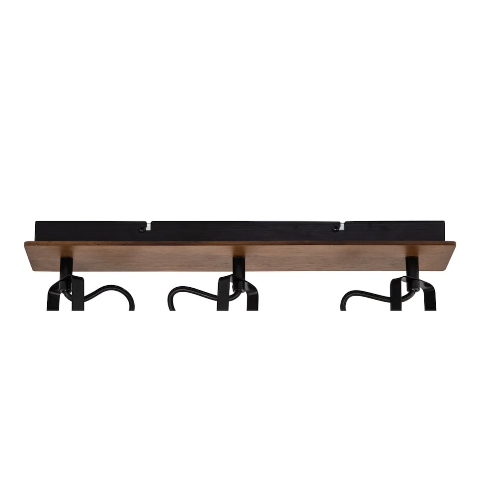 image 1 of COSYLYTE Kendan 3 Light Matt Black Wire Shade Spotlight with Wooden Backplate | Black | Walnut wood | 1