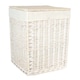 image 1 of Large Square White Wash Wicker Laundry Basket | White | White