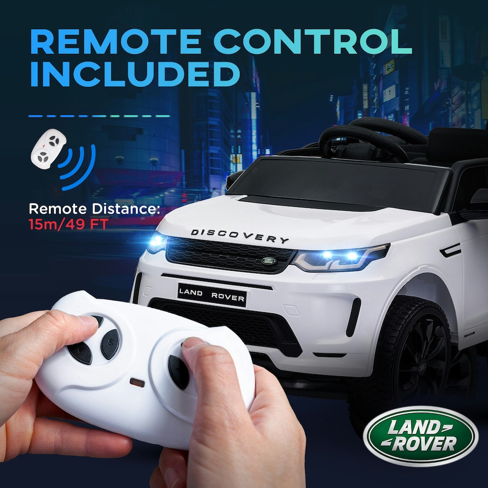 image 1 of AIYAPLAY Licensed Land Rover, Kids Electric Car w/ Remote, Music, White