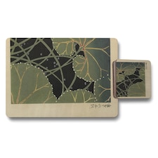 Placemat And Coaster Set With Wood Bottom Featuring Designer Artwork Limited Edition