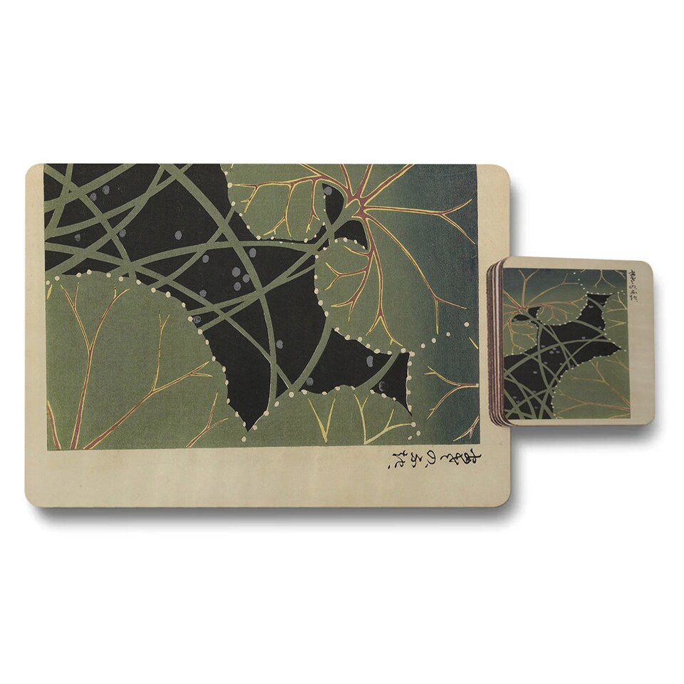 image 1 of Placemat And Coaster Set With Wood Bottom Featuring Designer Artwork Limited Edition